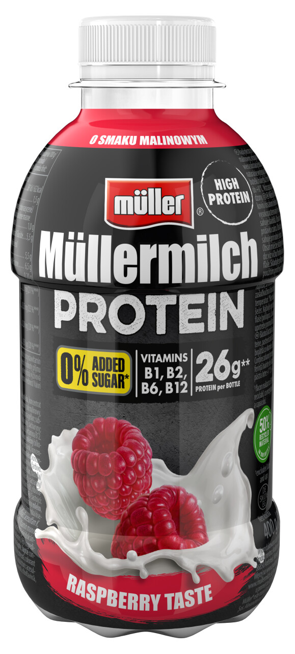 MULLER MILCH PROTEIN MALINOWY BEZ CUKRU 400G