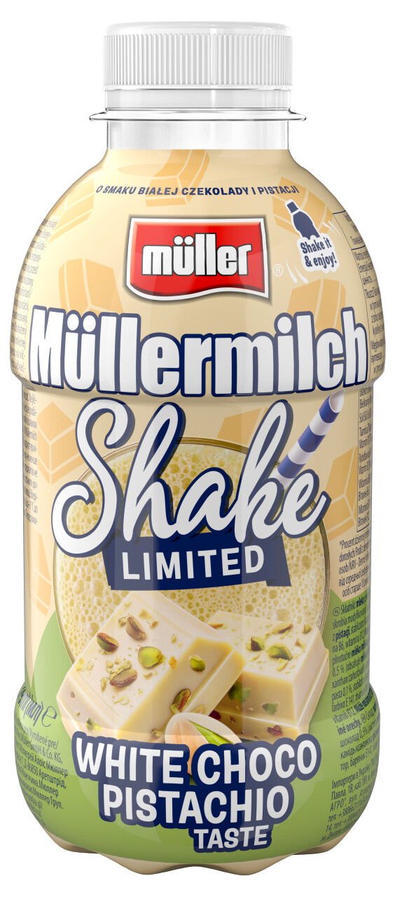 MULLERMILCH SHAKE BIALA CZEKOLADA PISTACJA 400G/1 SZT