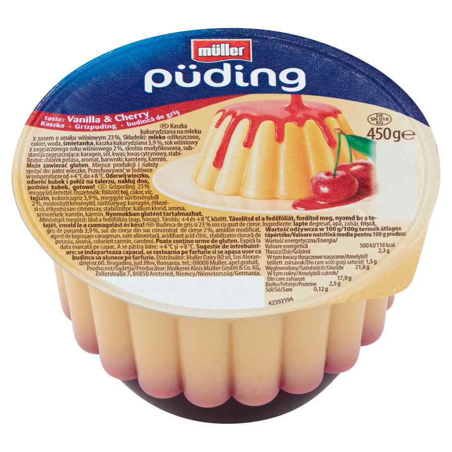 MULLER PUDDING KASZKA WANILIA WISNIA 450G\1szt