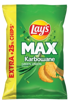 LAYS CHIPSY MAX KARBOWANE GREEN ONION 150G/21 SZT