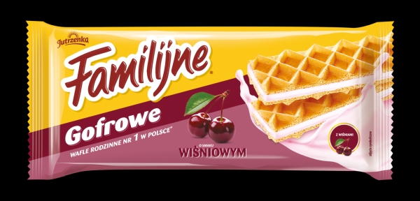 FAMILIJNE WAFLE GOFROWE O SMAKU WISNIOWYM 140G