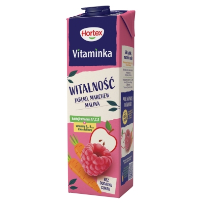 HORTEX VITAMINKA SOK MARCHEW JABLKO MALINA 100% BEZ CUKRU1L/6 SZT