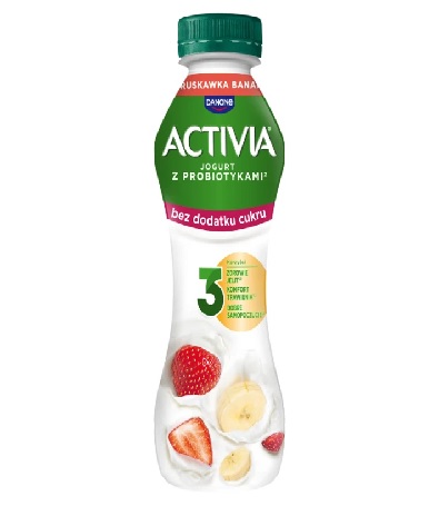 ACTIVIA JOGURT DRINK TRUSKAWKA BANAN BEZ CUKRU 270G/6 SZT