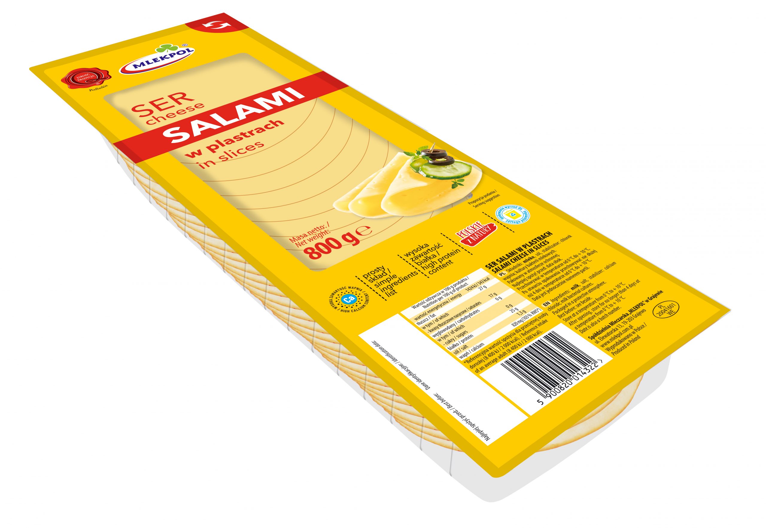 MLEKPOL SER SALAMI PLASTRY 800G/6 SZT