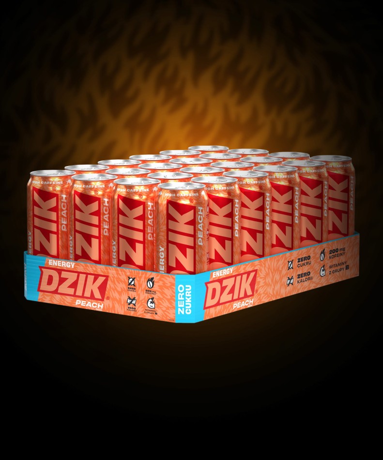 DZIK ENERGY ZERO KALORII PEACH 500ML/24 SZT