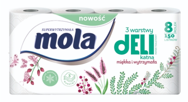 MOLA PAPIER TOALETOWY DELIKATNY 8 ROLEK\1szt