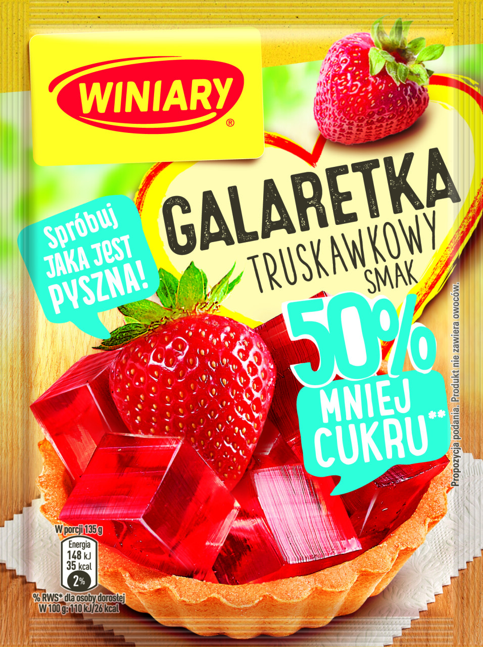 WINIARY GALARETKA TRUSKAWKOWA 50% MNIEJ CUKRU 39G/22 SZT